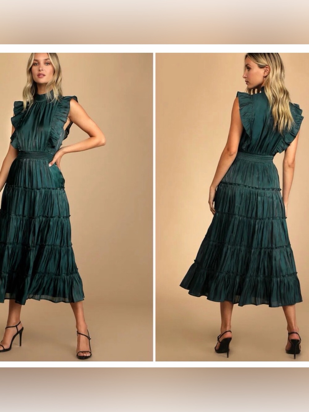Lulu's Deep Teal Ruffled Tiered Midi Dress